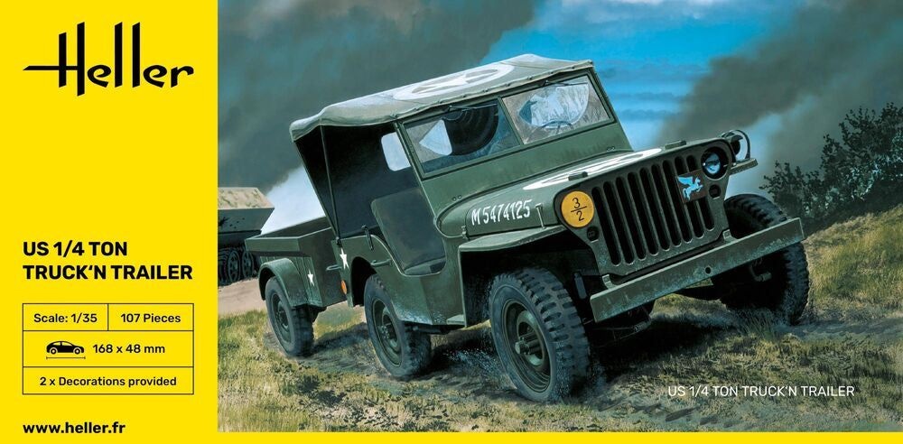 Zdjęcie dodatkowe produktu US 1/4 Ton Truck 'n Trailer 1:35 Heller 81105
