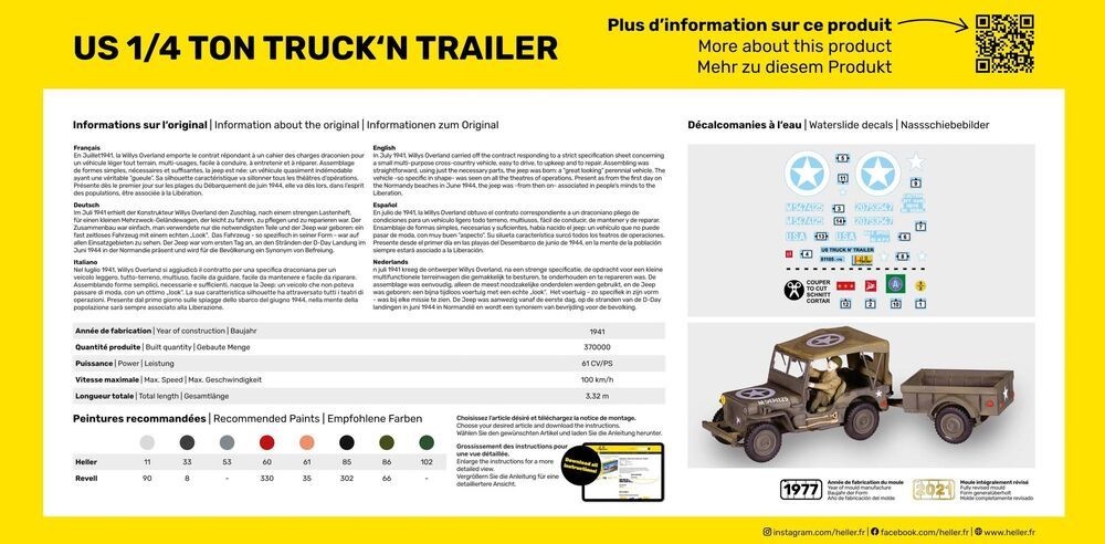 Zdjęcie dodatkowe produktu US 1/4 Ton Truck 'n Trailer 1:35 Heller 81105