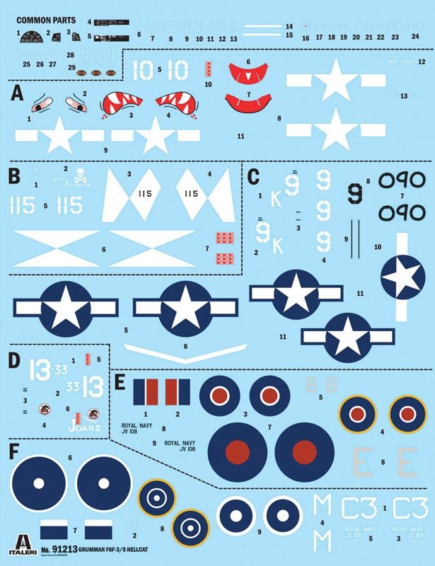 Zdjęcie dodatkowe produktu Grumman F6F-3/5 Hellcat 1:72 Italeri 91213