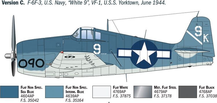 Zdjęcie dodatkowe produktu Grumman F6F-3/5 Hellcat 1:72 Italeri 91213
