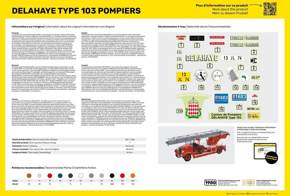 Zdjęcie dodatkowe produktu Delahaye Type 103 Pompiers 1:24 Heller 80780