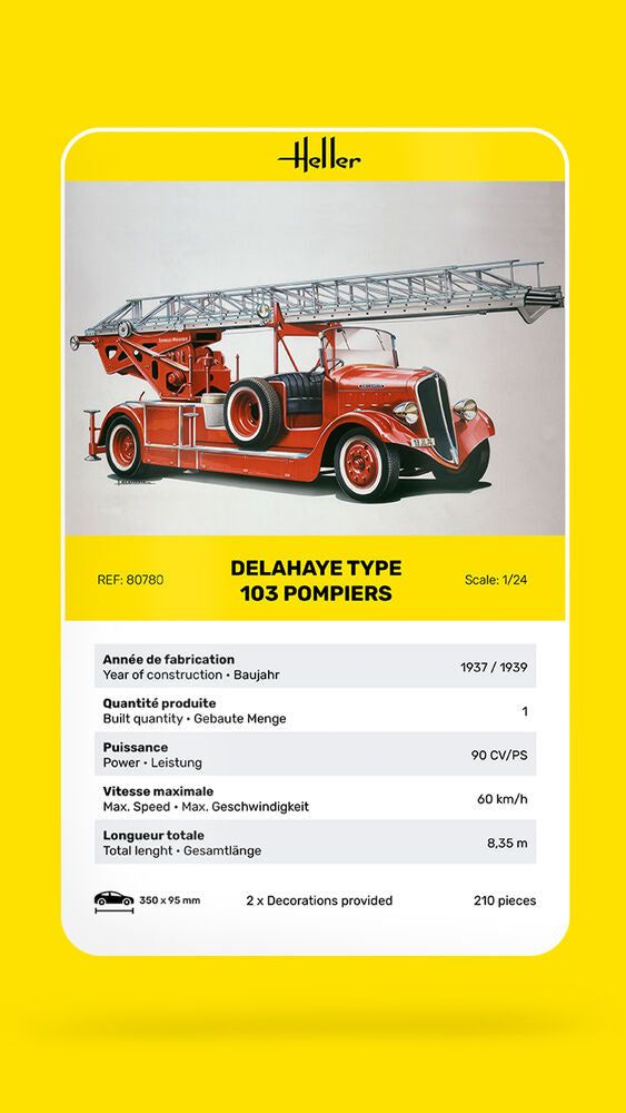 Zdjęcie dodatkowe produktu Delahaye Type 103 Pompiers 1:24 Heller 80780