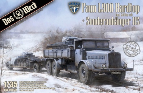 Faun L900 Hardtop z kabiną Softtop i przyczepą Sonderanhänger 115 1:35 Das Werk 35003X