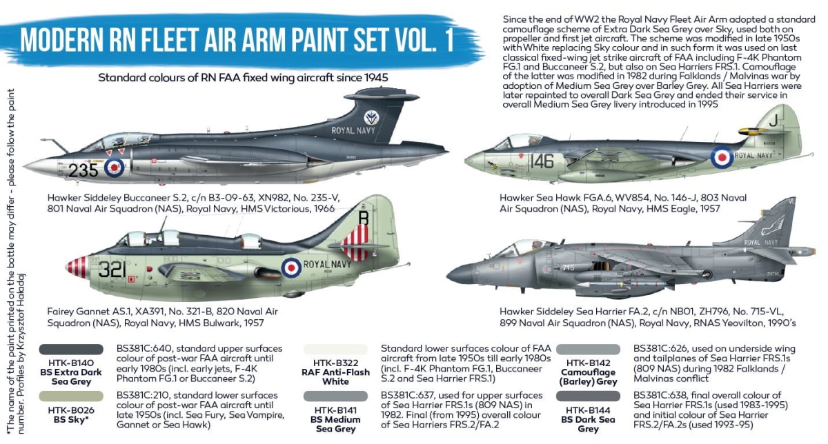 Zdjęcie Zestaw farb Modern RN Fleet Air Arm paint set vol. 1 6x17ml Hataka BS113