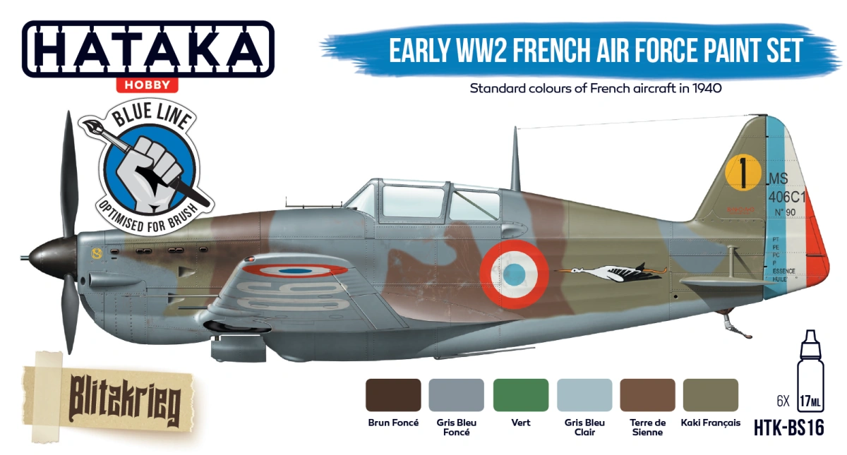 Zdjęcie Zestaw farb Early WW2 French Air Force Paint Set 6x17ml Hataka HTK-BS16