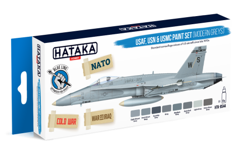 Zestaw farb USAF, USN & USMC Paint Set (Modern Greys) 8x17ml Hataka HTK-BS44