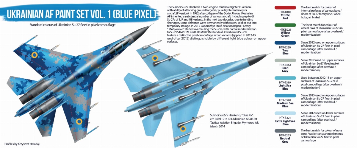 Zdjęcie Zestaw farb Ukrainian AF Paint Set Vol. 1 (Blue Pixel) 8x17ml Hataka HTK-BS96
