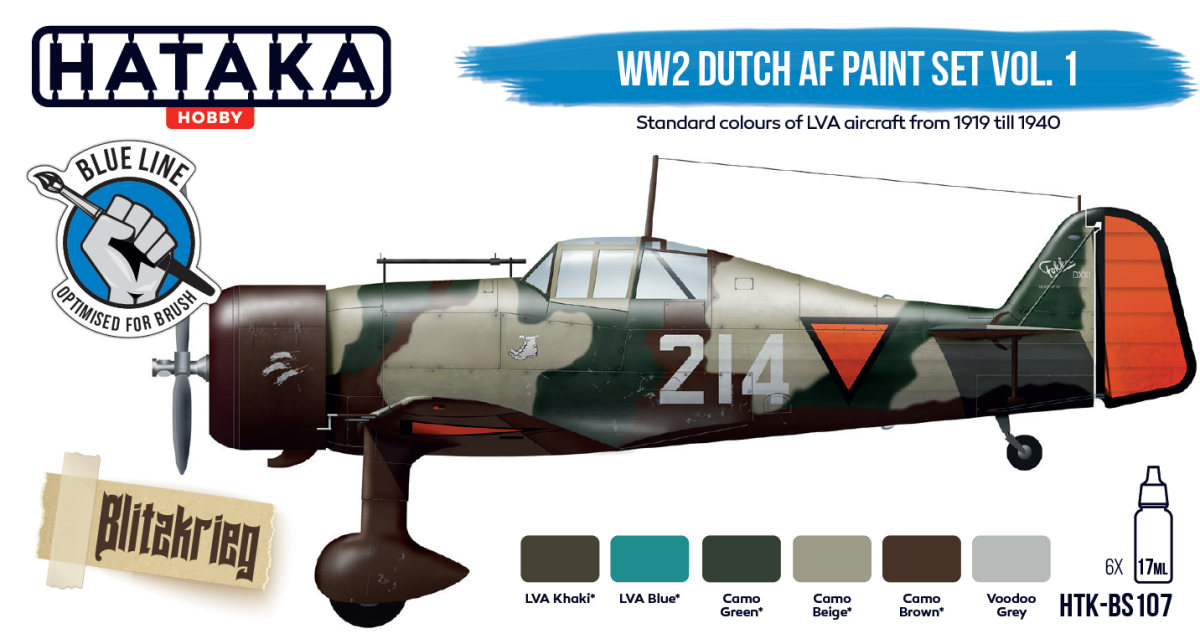 Zdjęcie Zestaw farb WW2 Dutch AF Paint Set Vol. 1 6x17ml Hataka HTK-BS107
