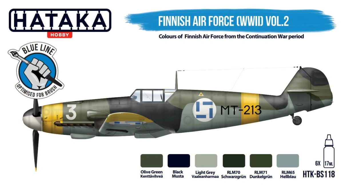 Zdjęcie Zestaw farb Finnish Air Force (WWII) Vol. 2 6x17ml Hataka HTK-BS118