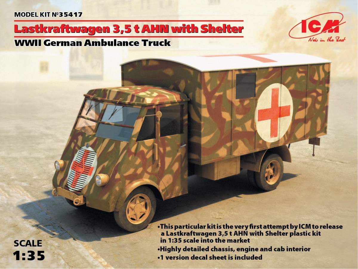 Zdjęcie Lastkraftwagen 3,5 t AHN z zabudową (Ambulans) 1:35 ICM 35417