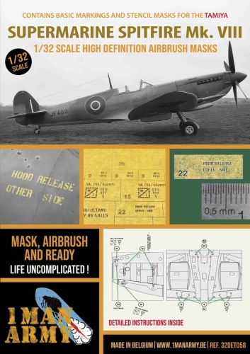 Maski do aerografu Supermarine Spitfire Mk.VIII 1:32 1 Man Army 32DET058