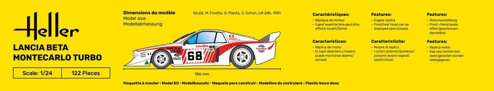 Zdjęcie Lancia Beta Montecarlo Turbo 1:24 Heller 56741 STARTER KIT