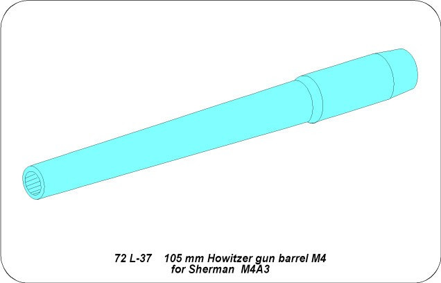 Zdjęcie Lufa 105mm haubica M4 do czołgu Sherman M4A3 1:72 ABER 72L37