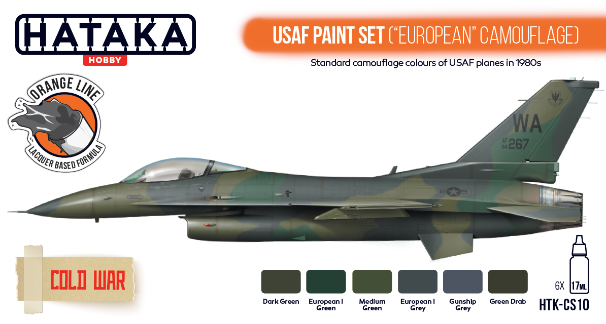 Zdjęcie Zestaw farb USAF Paint Set ("European" Camouflage) 6x17ml Hataka CS10