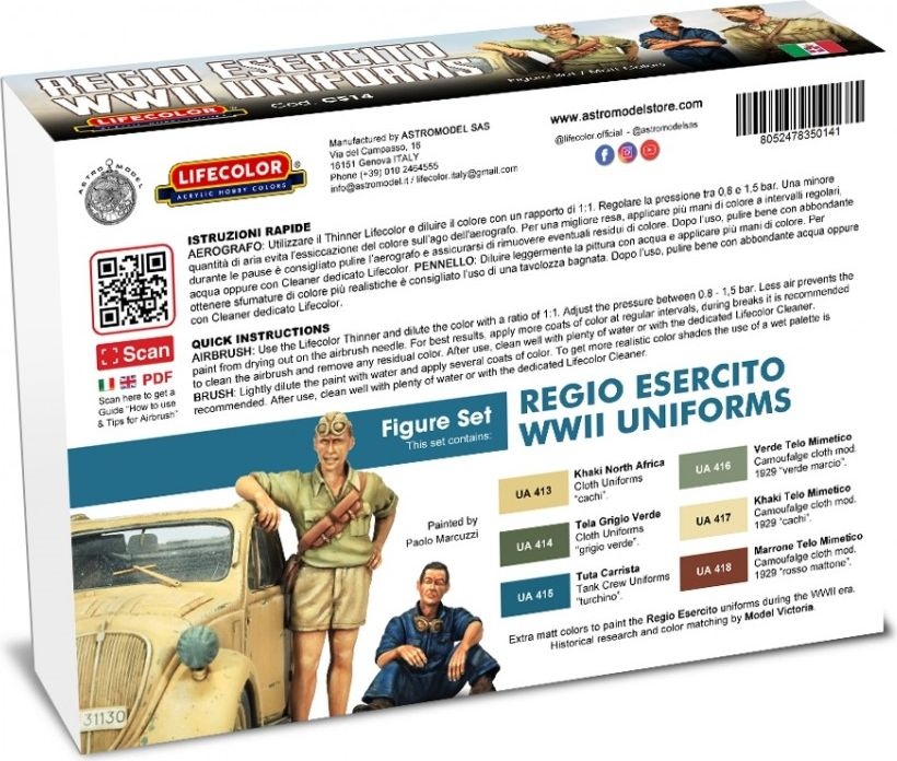 Zdjęcie Zestaw farb Regio Esercito WWII Uniforms 6x22ml Lifecolor CS14