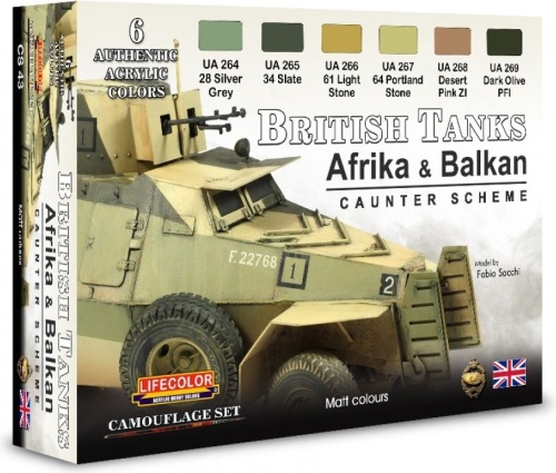 Zestaw farb British Tanks Afrika & Balkan Caunter Scheme 6x22ml Lifecolor CS43