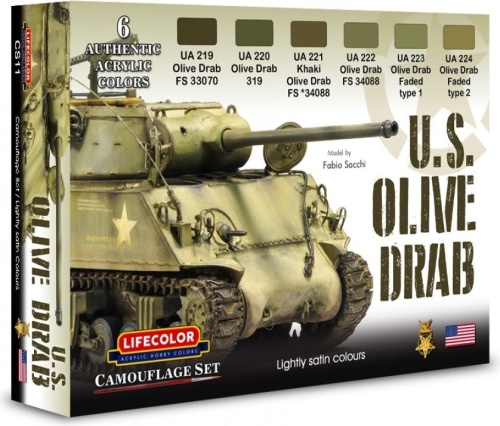 Zestaw farb U.S. Olive Drab 6x22ml Lifecolor CS11