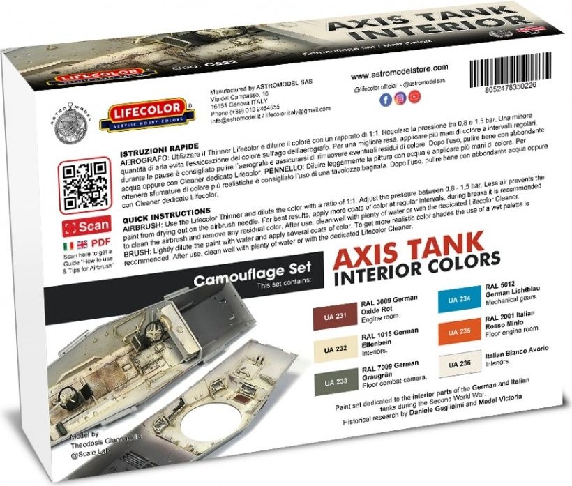 Zdjęcie Zestaw farb Axis Tank Interior Colors 6x22ml Lifecolor CS22