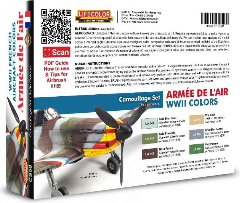 Zdjęcie Zestaw farb Armee de l'air WWII French Aircraft Colors 6x22ml Lifecolor CS56