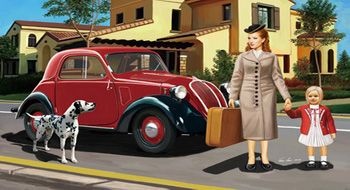 Italian Light Civilian Car (Hard Top) z damą, dziewczynką i psem 1:35 Bronco CB35167