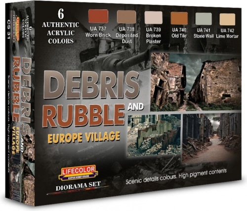 Zestaw farb Debris and Rubble Europe Village 6x22ml Lifecolor CS31