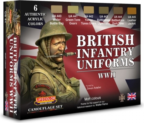 Zestaw farb British Infantry Uniforms WWII 6x22ml Lifecolor CS41