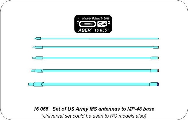 Zdjęcie Zestaw anten US Army MS do podstawy MP-48 1:16 ABER 16055