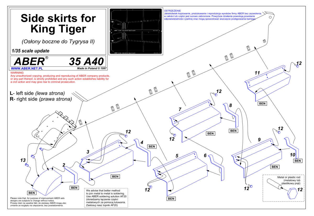 Zdjęcie Osłony boczne do Tiger II 1:35 ABER 35A040
