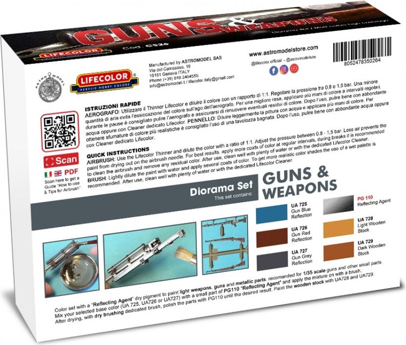 Zdjęcie Zestaw farb Guns & Weapons 6x22ml Lifecolor CS26