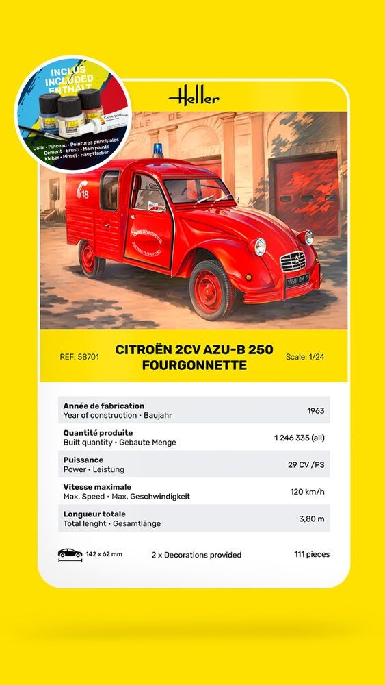 Zdjęcie Citroën 2CV AZU-B 250 Fourgonnette 1:24 Heller 58701
