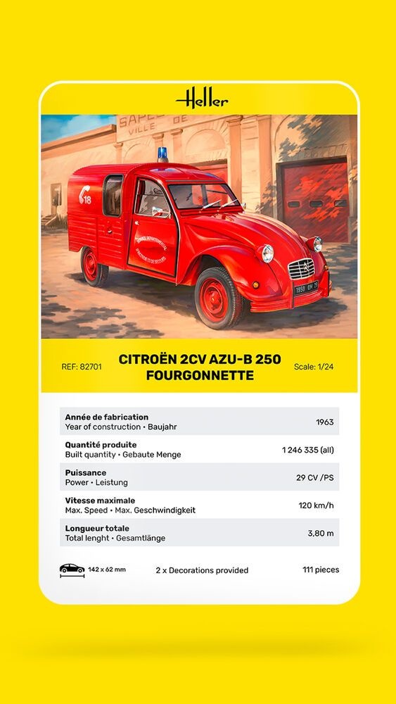 Zdjęcie Citroen 2CV AZU-B 250 Fourgonnette 1:24 Heller 82701