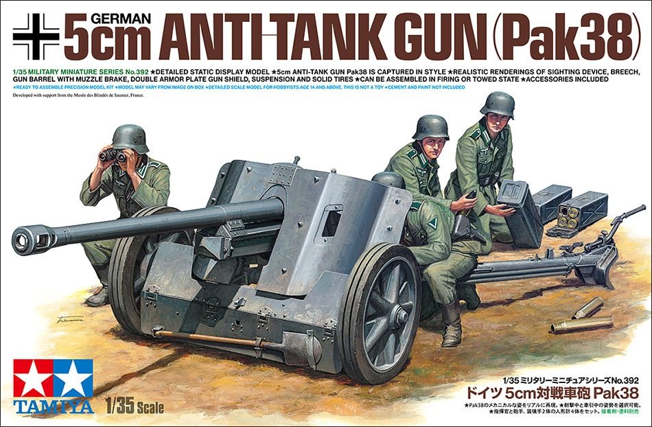 Zdjęcie Niemieckie działo przeciwpancerne 5 cm Pak38 z obsługą 1:35 Tamiya 35392