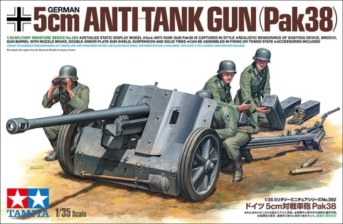 Niemieckie działo przeciwpancerne 5 cm Pak38 z obsługą 1:35 Tamiya 35392