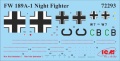 Zdjęcie Nocne myśliwce Luftwaffe (Messerschmitt Bf-109 E-4 / Fw-189 A-1 / Do-17 Z-10) 1:72 ICM 72209