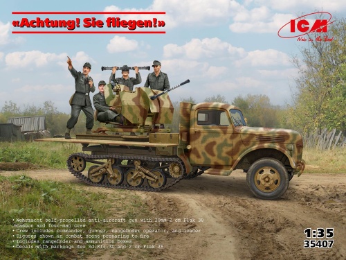 Achtung! Sie fliegen! Sd.Kfz.3b z 2 cm Flak 38 i załogą 1:35 ICM 35407