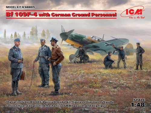 Messerschmitt Bf 109F-4 z niemieckim personelem naziemnym 1:48 ICM 48805