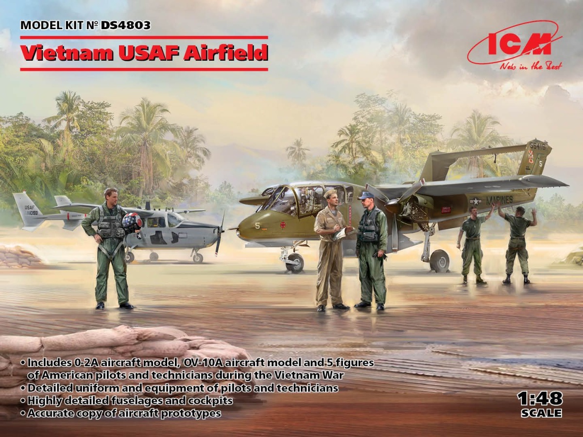 Zdjęcie Vietnam USAF Airfield (Cessna O-2A, OV-10A Bronco, US Pilots and Ground Personnel) 1:48 ICM DS4803