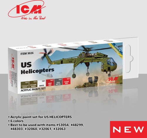 Zestaw farb US Helicopters 6x12ml ICM 3026