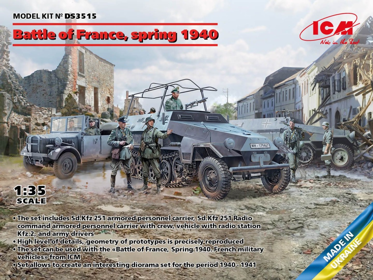 Zdjęcie Bitwa o Francję, wiosna 1940 - Niemieckie pojazdy bojowe 1:35 ICM DS3515