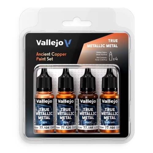 True Metallic Metal Ancient Copper zestaw farb 4x18ml Vallejo 77253