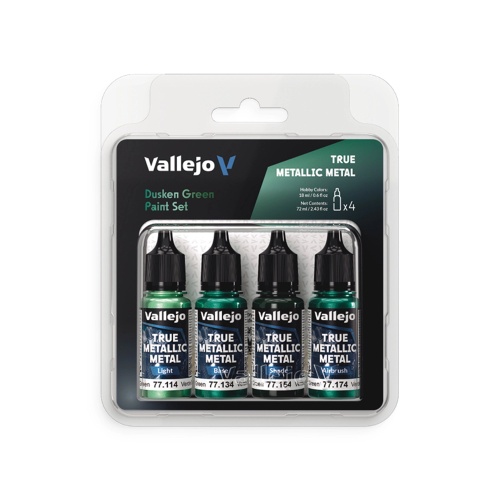 True Metallic Metal Dusken Green zestaw farb 4x18ml Vallejo 77257