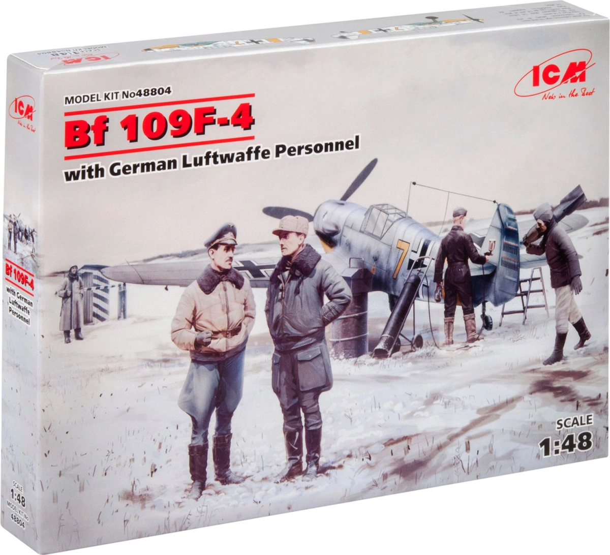 Zdjęcie Messerschmitt Bf 109F-4 z personelem niemieckiej Luftwaffe 1:48 ICM 48804