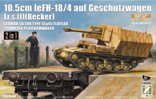 10,5 cm leFH-18/4 auf Geschutzwagen Lr.s.(f) (Becker) z platformą kolejową SSy45 1:35 Zimi Model 35077