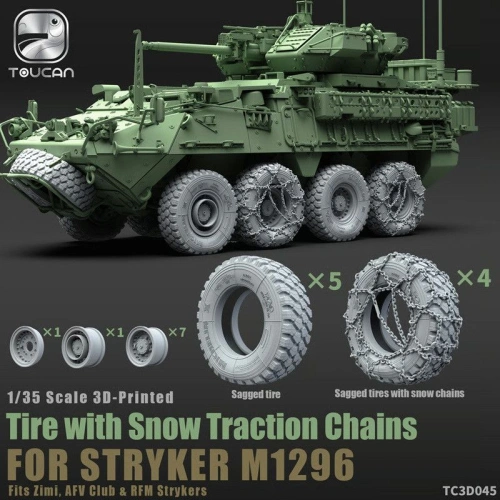Stryker M1296 opony z łańcuchami śniegowymi (druk 3D) 1:35 Zimi Model TC3D045