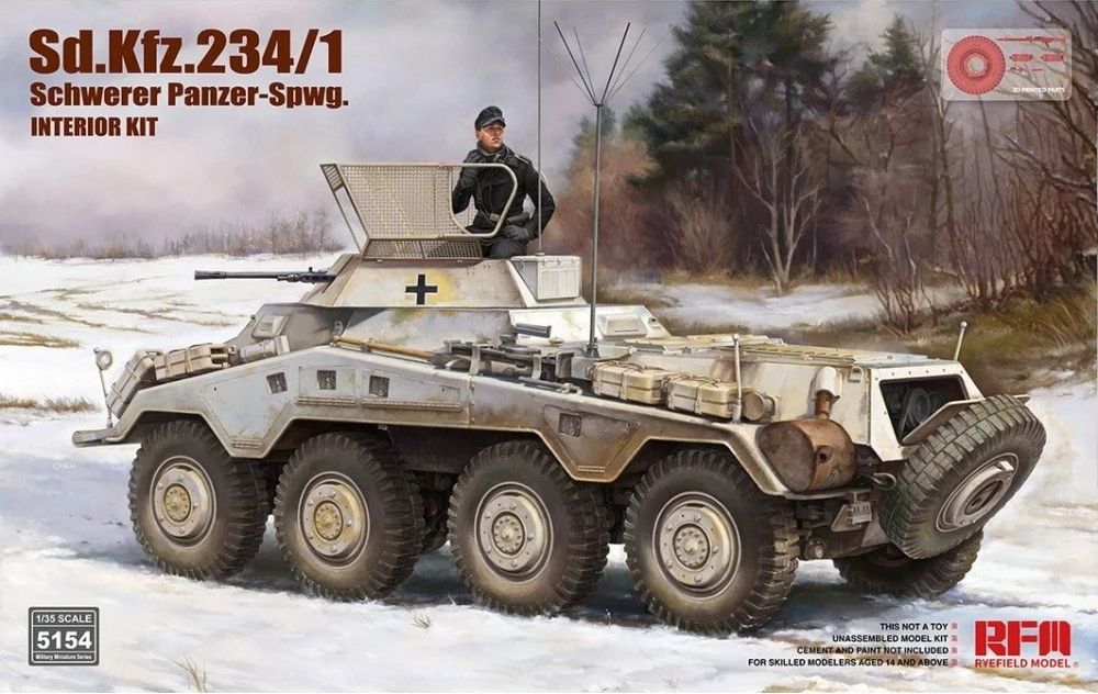 Zdjęcie Sd.Kfz. 234/1 Schwerer Panzer-Spwg. z pełnym wnętrzem 1:35 Rye Field Model 5154