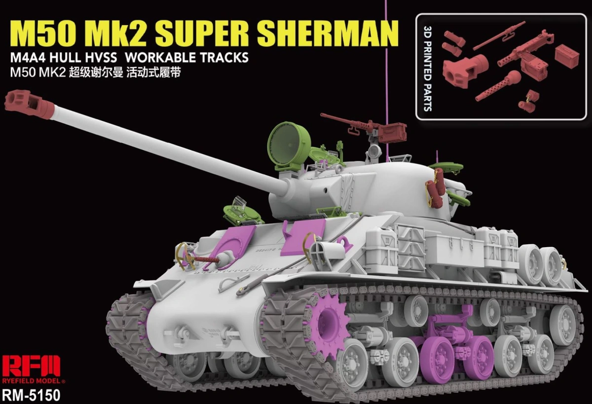 Zdjęcie M50 Mk2 Super Sherman (M4A4 Hull HVSS) Standard Version 1:35 Rye Field Model 5150