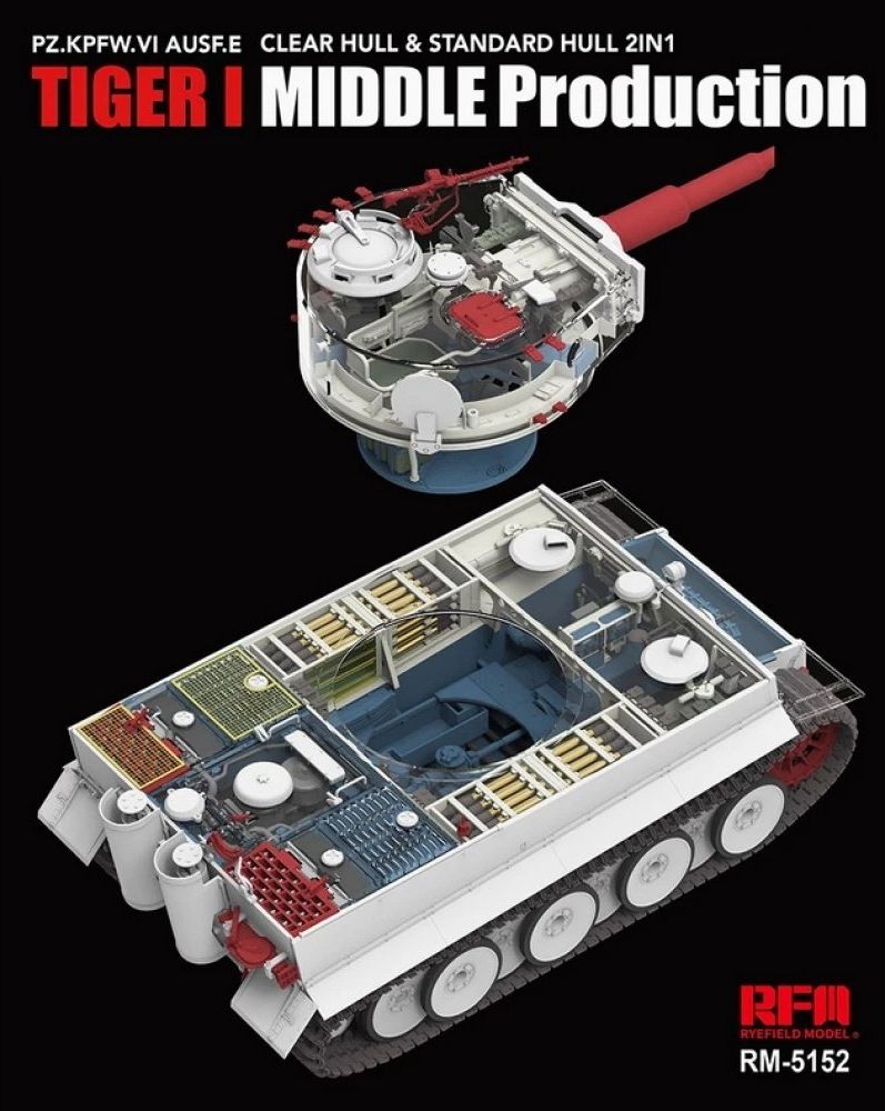 Zdjęcie Tiger I Mid Production z pełnym wnętrzem, przezroczystymi elementami i ruchomymi gąsienicami 1:35 Rye Field Model 5152