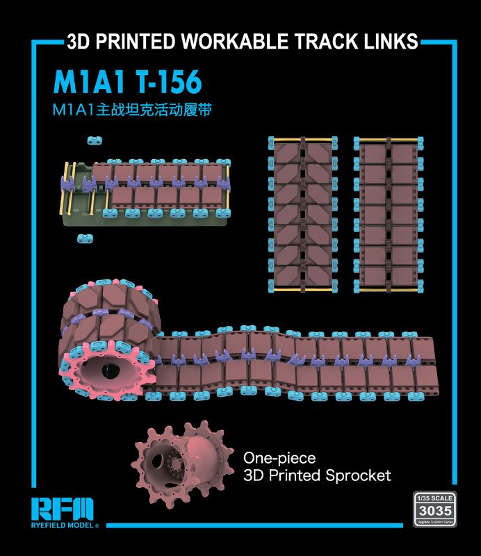 Zdjęcie M1A1 T-156 3D Printed Workable Track Links 1:35 Rye Field Model 3035