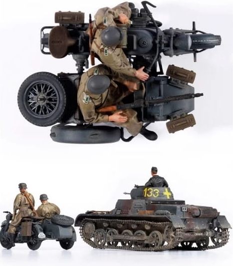 Zdjęcie Niemiecki Panzer I Ausf.B i motocykl 1:35 Academy 13556