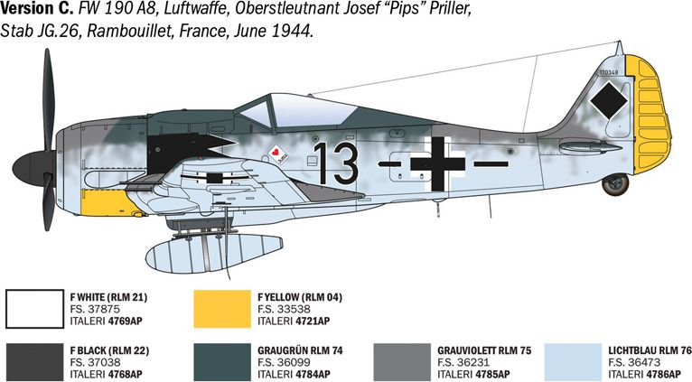Zdjęcie Focke-Wulf Fw 190 A-7/A-8 WWII Aces 1:72 Italeri 1490